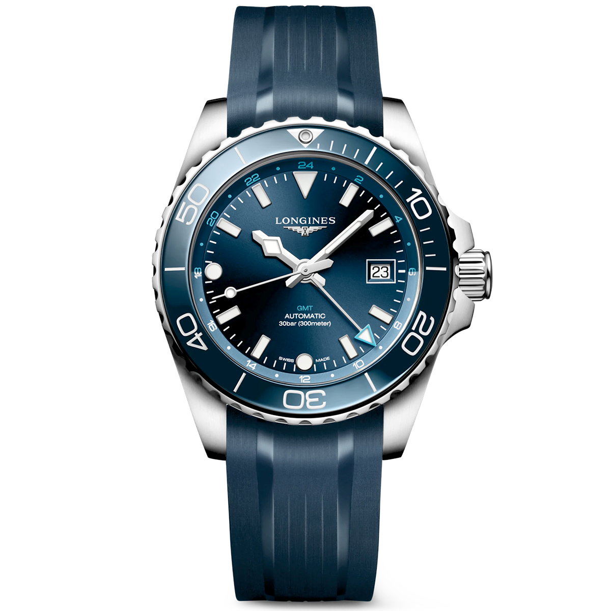 HydroConquest GMT 41mm Blue Dial Men's Automatic Strap Watch