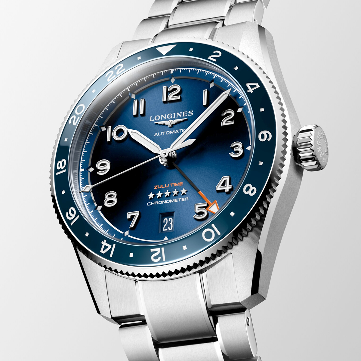 Spirit Zulu Time 39mm Blue Dial Automatic Bracelet Watch