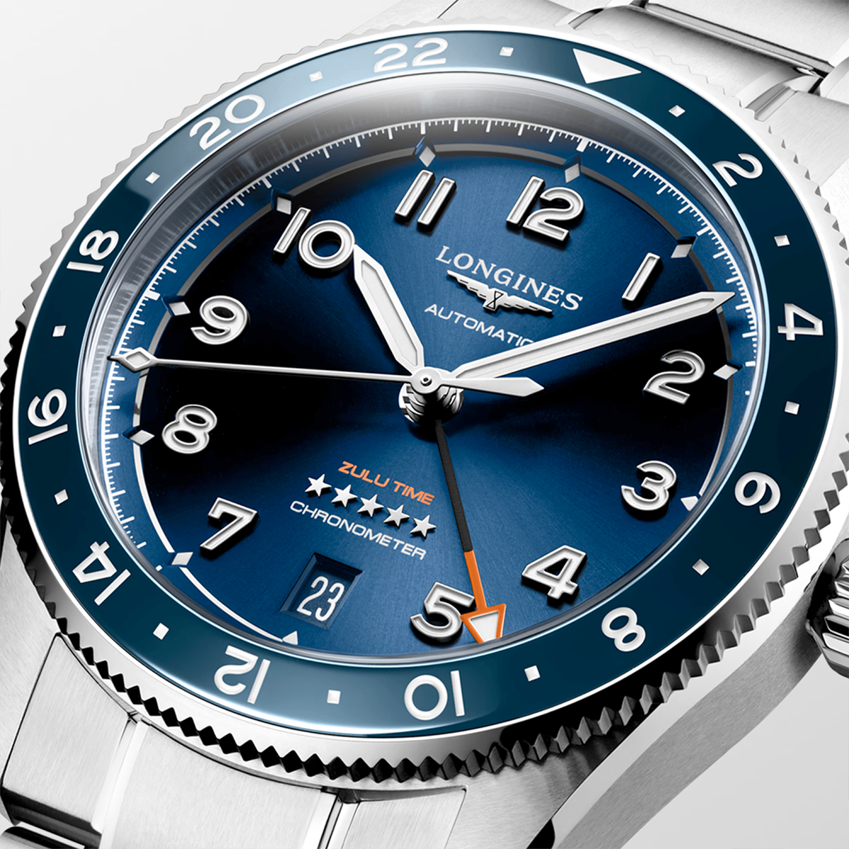 Spirit Zulu Time 39mm Blue Dial Automatic Bracelet Watch
