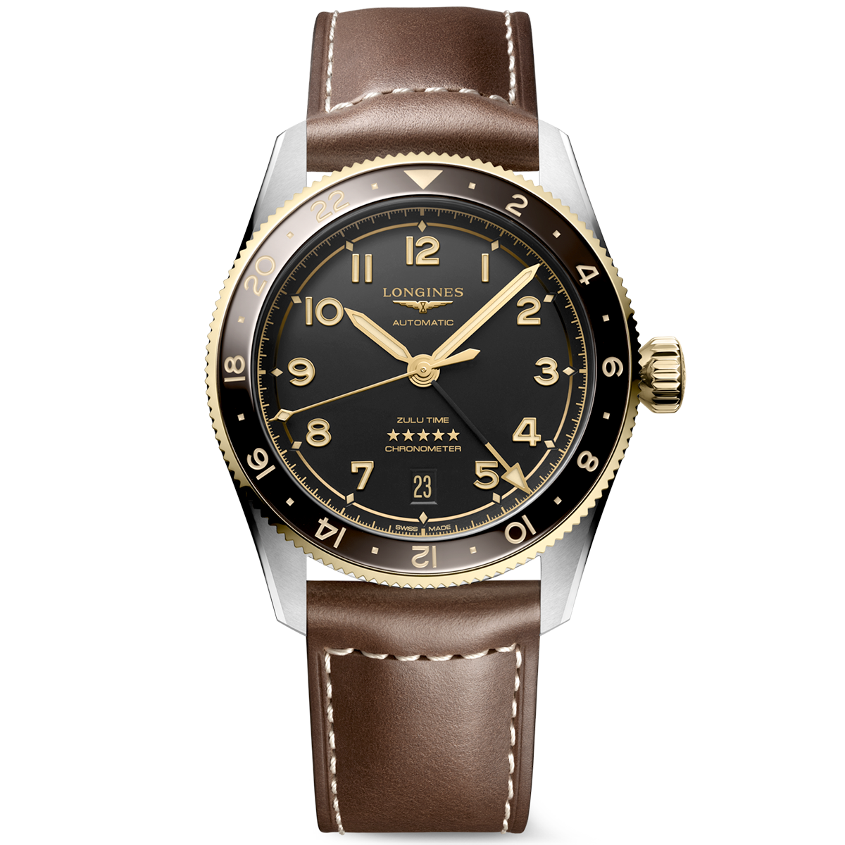 Spirit Zulu Time 39mm Anthracite/Gold Dial Men's Strap Watch
