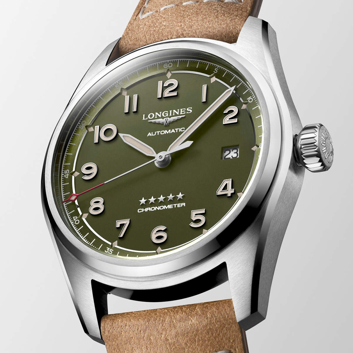 Spirit 40mm Green Dial Automatic Men's Leather Strap Watch