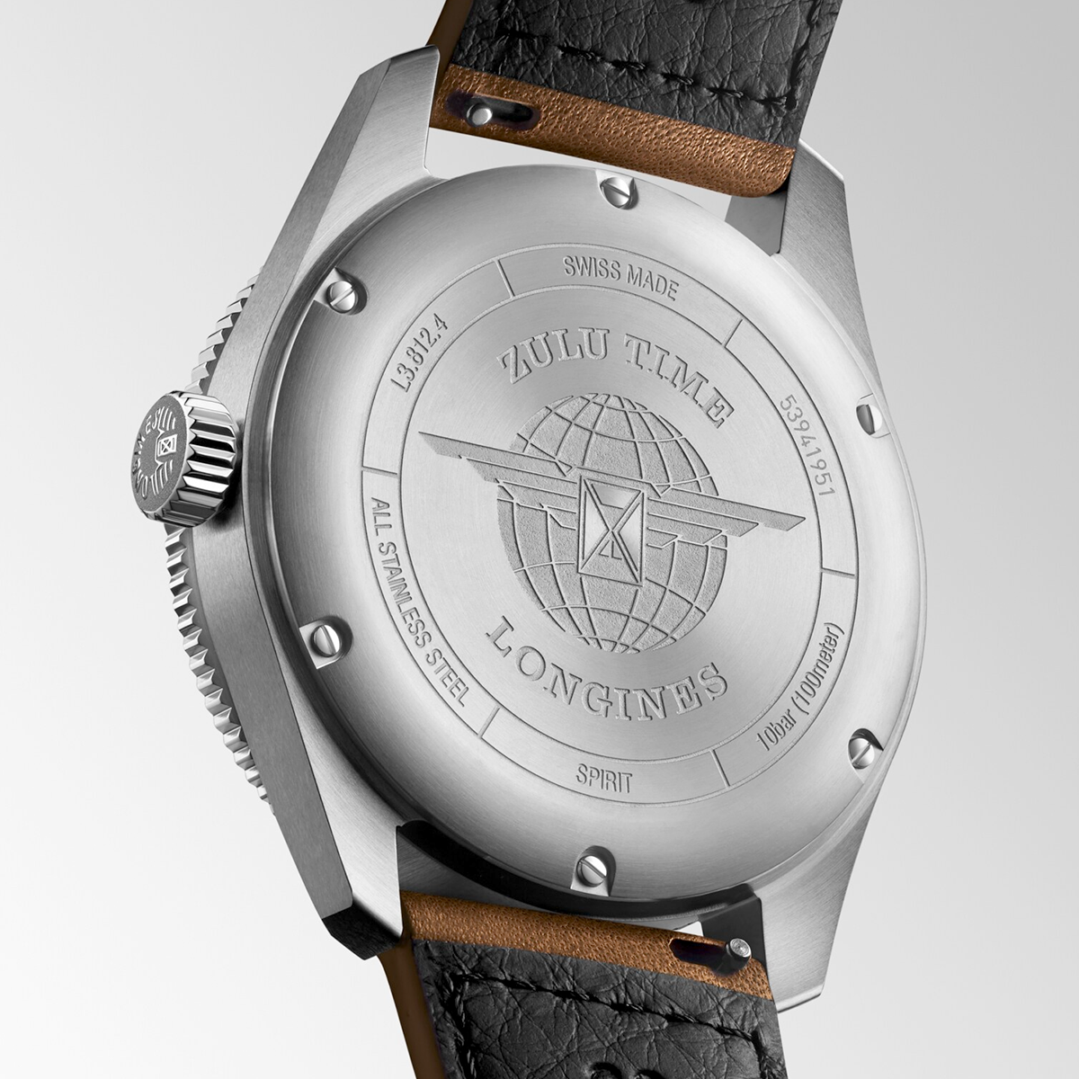Spirit Zulu Time 42mm Black/Gold Dial Men's Leather Strap Watch