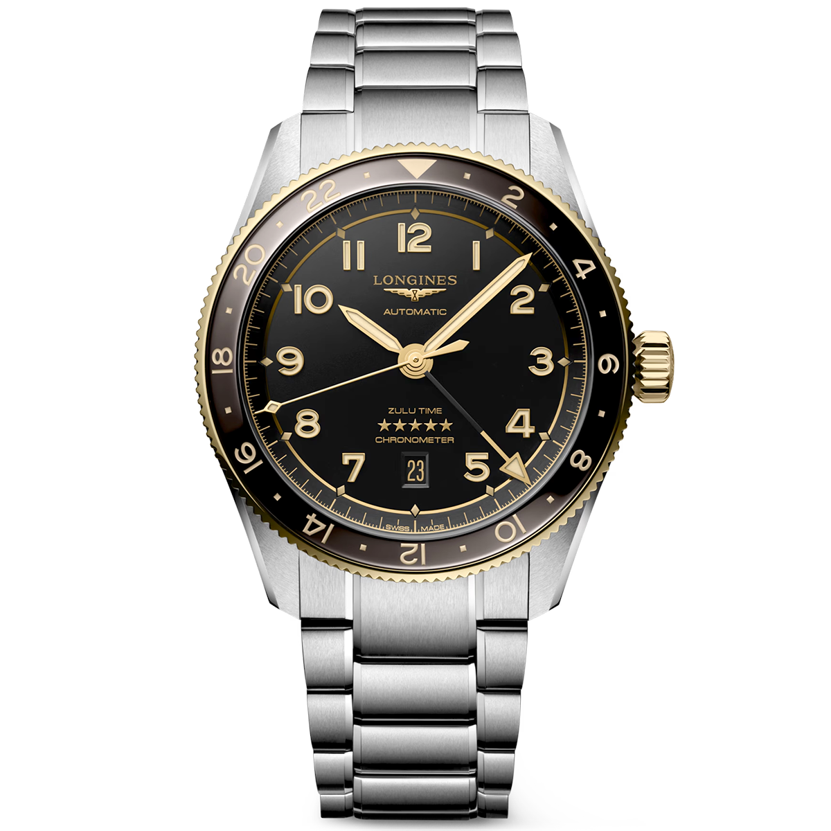 Spirit Zulu Time 42mm Anthracite/Gold Dial Men's Bracelet Watch