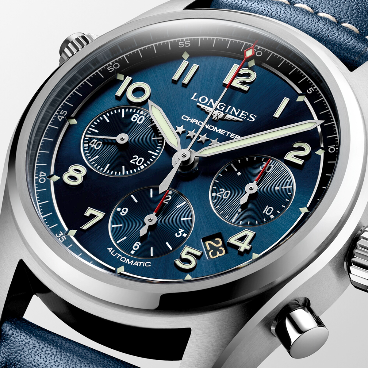 Spirit Chronograph 42mm Blue Dial Automatic Leather Strap Watch