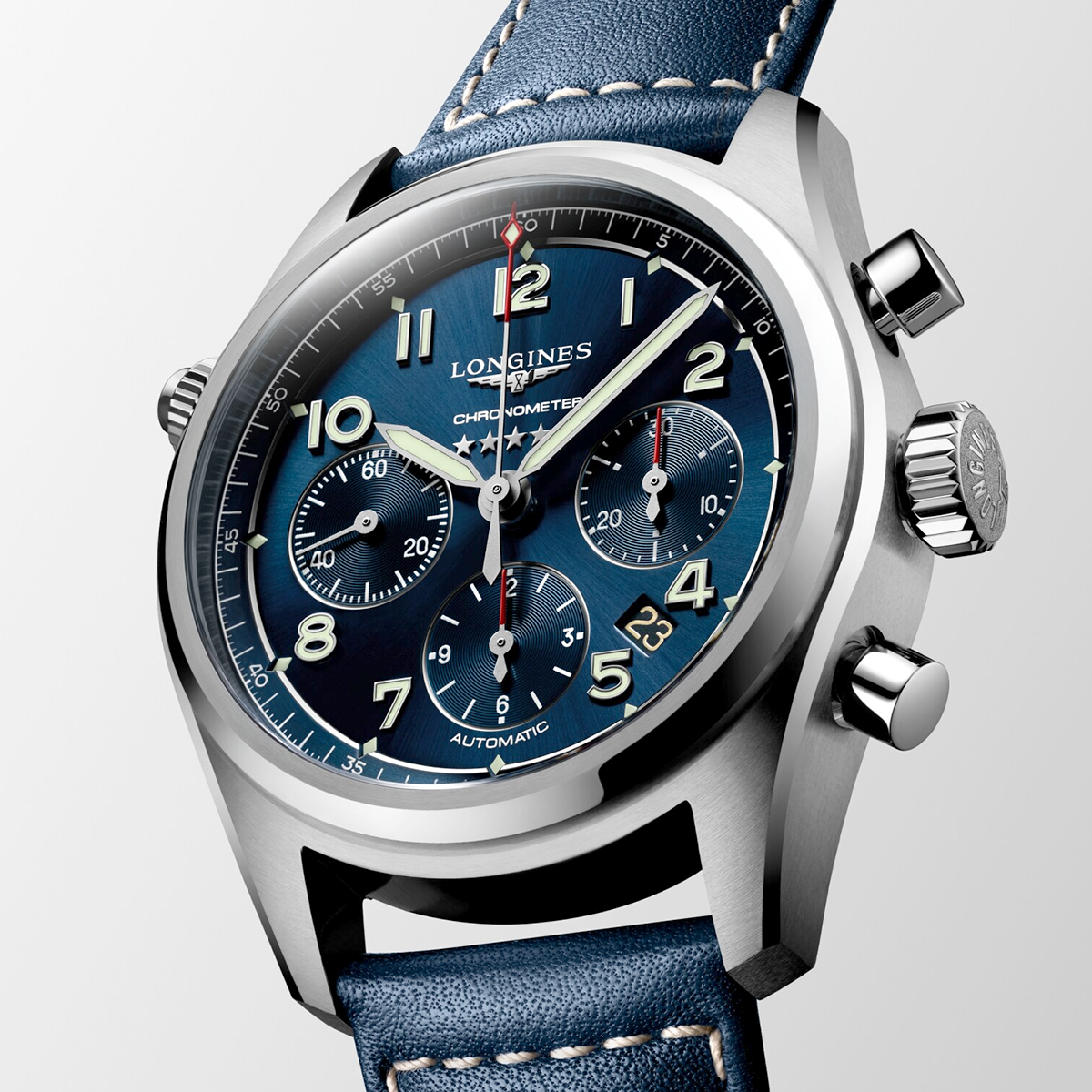 Spirit Chronograph 42mm Blue Dial Automatic Leather Strap Watch