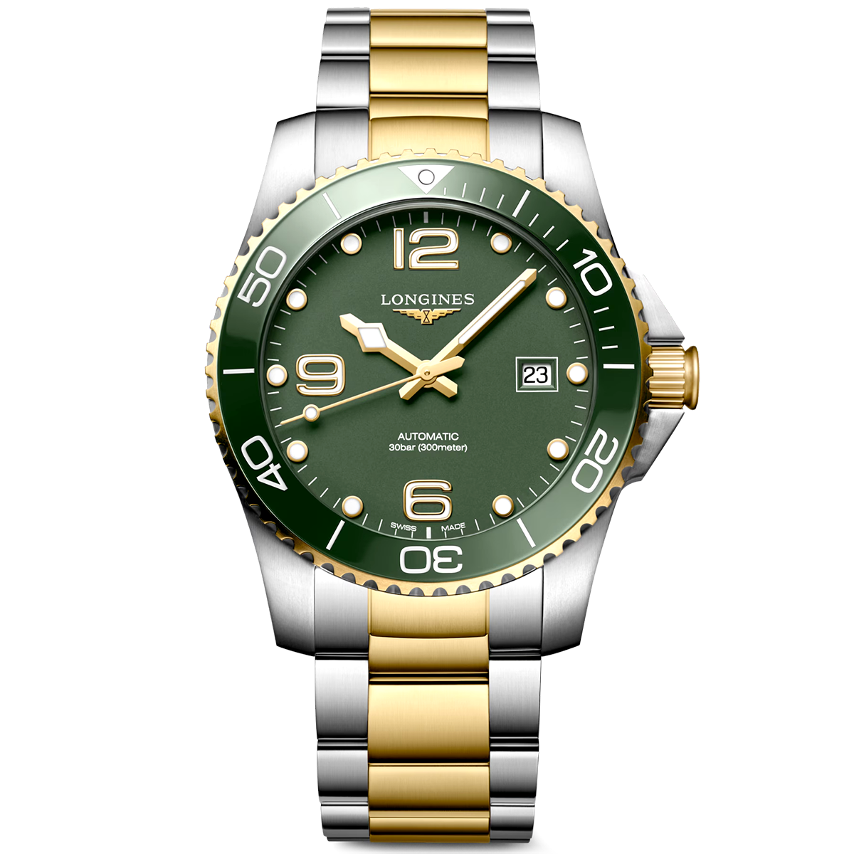 HydroConquest 41mm Two-Tone Green Dial Automatic Bracelet Watch
