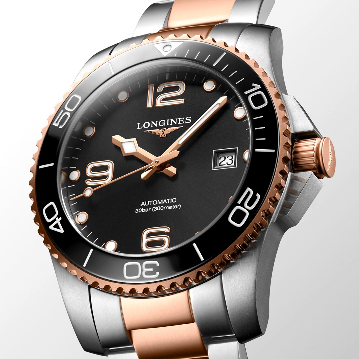 HydroConquest 41mm Two-Tone Black Dial Men's Bracelet Watch