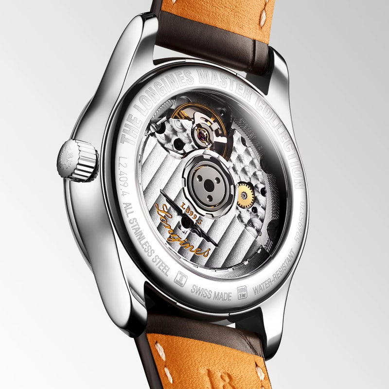 Master Collection Moonphase 34mm Silver Dial Strap Watch