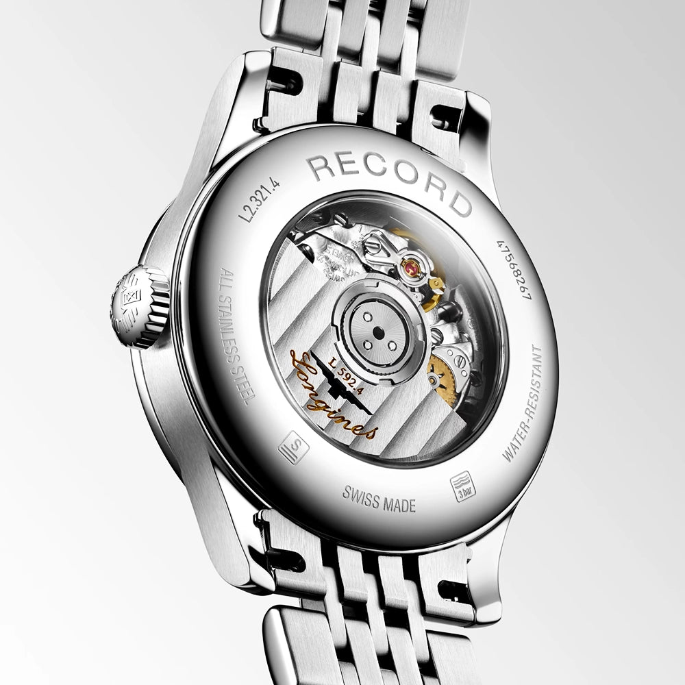 Longines Record 30mm White Dial Ladies Automatic Bracelet Watch - Berry's Jewellers
