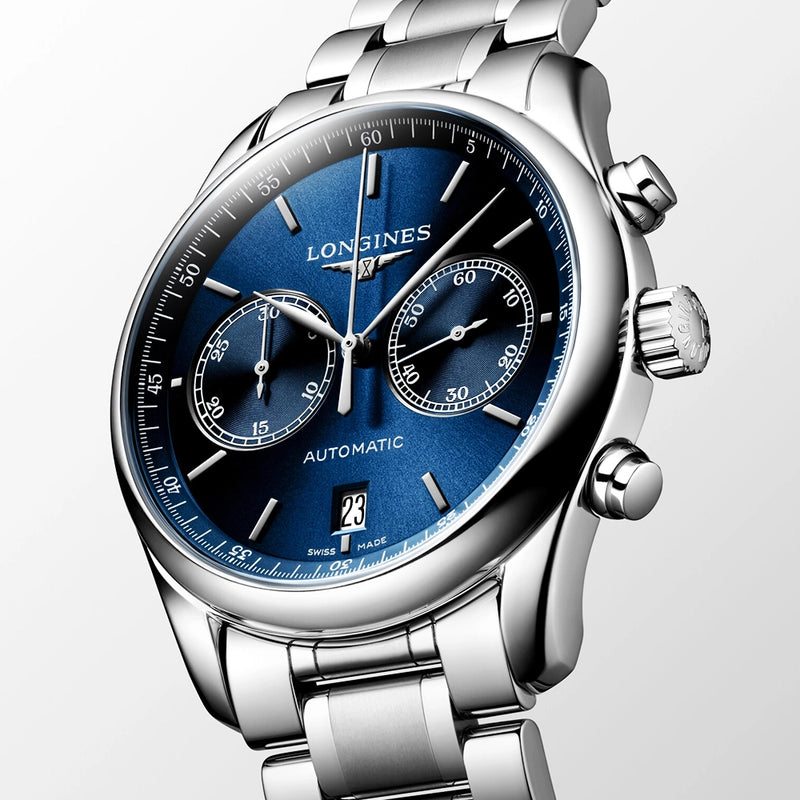 Longines Master 40mm Blue Dial Automatic Chronograph Bracelet Watch - Berry's Jewellers
