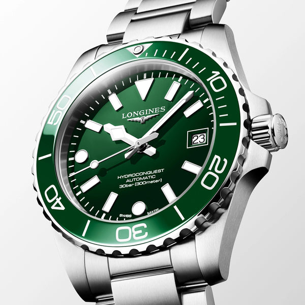 Longines HydroConquest 39mm Green Dial & Ceramic Bezel Automatic Watch - Berry's Jewellers