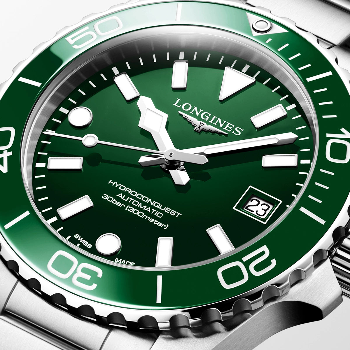 Longines HydroConquest 39mm Green Dial & Ceramic Bezel Automatic Watch - Berry's Jewellers