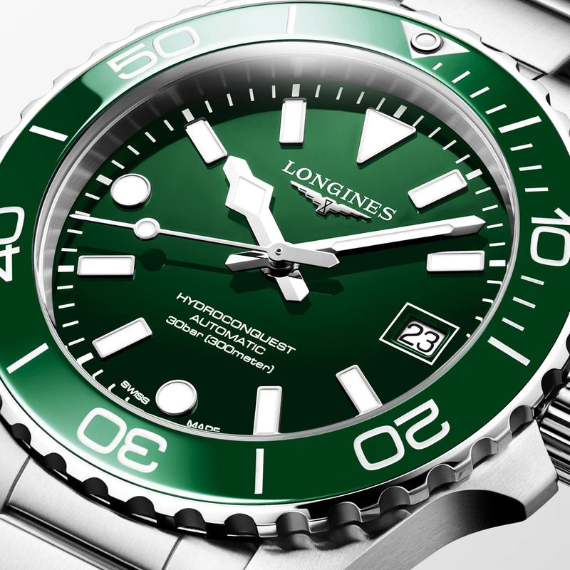 Longines HydroConquest 39mm Green Dial & Ceramic Bezel Automatic Watch - Berry's Jewellers