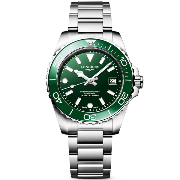 Longines HydroConquest 39mm Green Dial & Ceramic Bezel Automatic Watch - Berry's Jewellers
