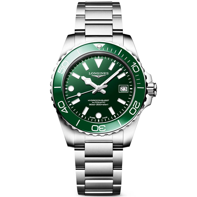 Longines HydroConquest 39mm Green Dial & Ceramic Bezel Automatic Watch - Berry's Jewellers