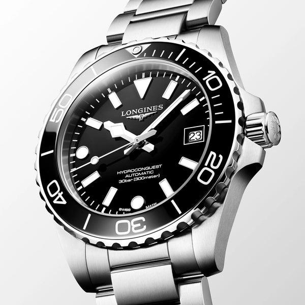 Longines HydroConquest 39mm Black Dial & Ceramic Bezel Automatic Watch - Berry's Jewellers