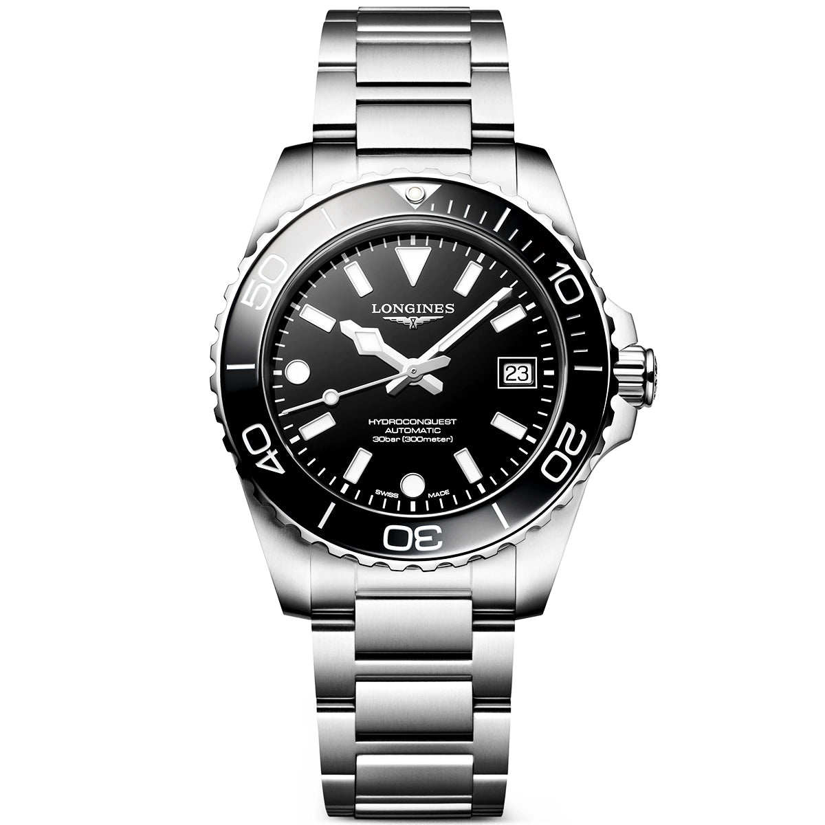 Longines HydroConquest 39mm Black Dial & Ceramic Bezel Automatic Watch - Berry's Jewellers