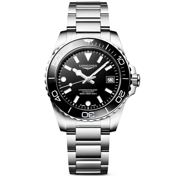 Longines HydroConquest 39mm Black Dial & Ceramic Bezel Automatic Watch - Berry's Jewellers
