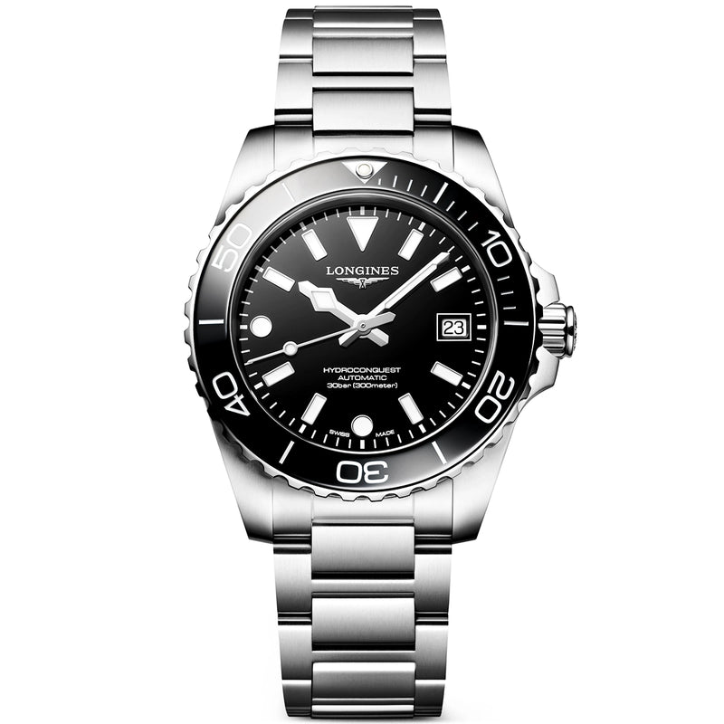 Longines HydroConquest 39mm Black Dial & Ceramic Bezel Automatic Watch - Berry's Jewellers