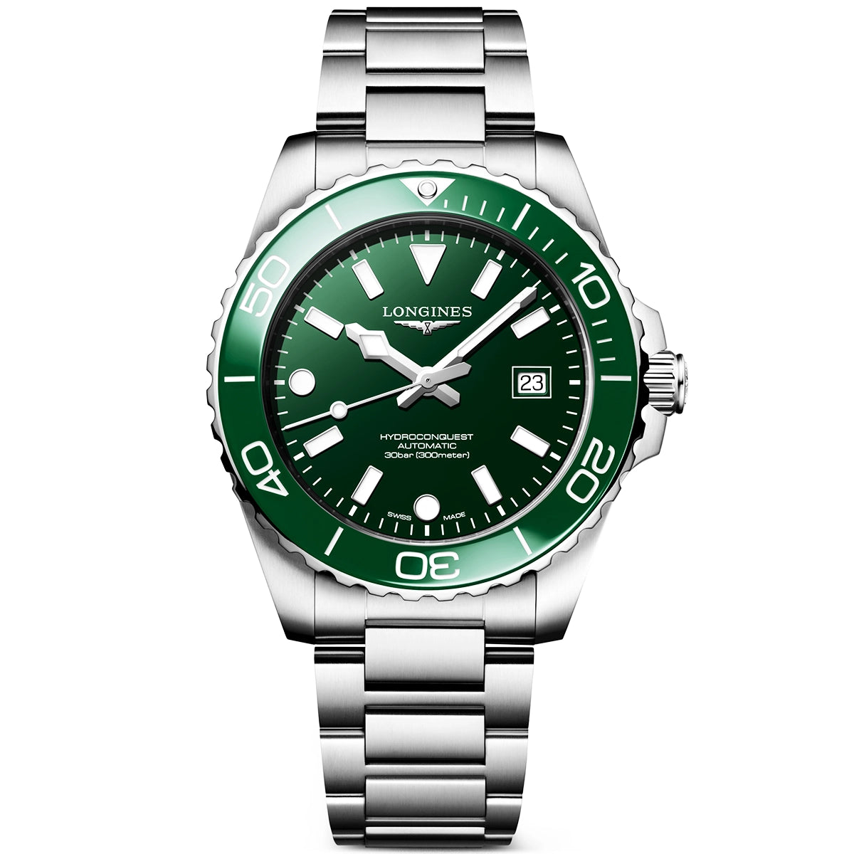 Longines HydroConquest 42mm Green Dial & Ceramic Bezel Automatic Watch - Berry's Jewellers