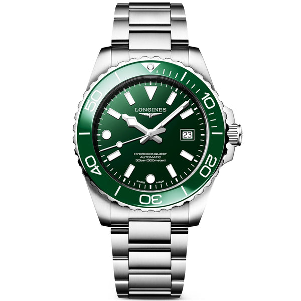 Longines HydroConquest 42mm Green Dial & Ceramic Bezel Automatic Watch - Berry's Jewellers