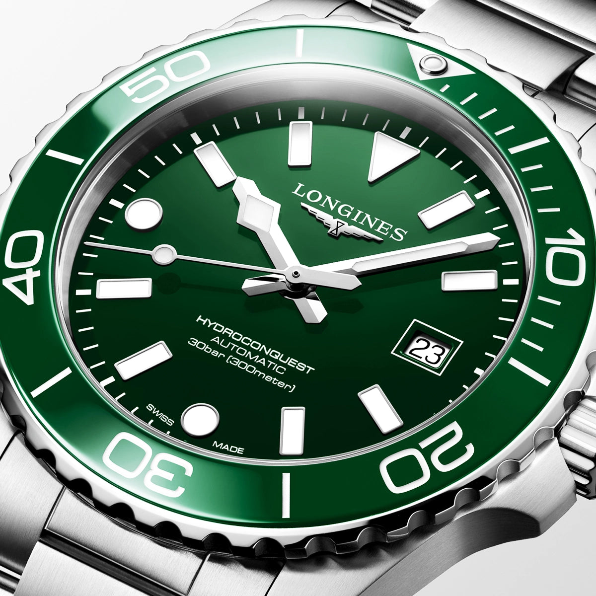 Longines HydroConquest 42mm Green Dial & Ceramic Bezel Automatic Watch - Berry's Jewellers