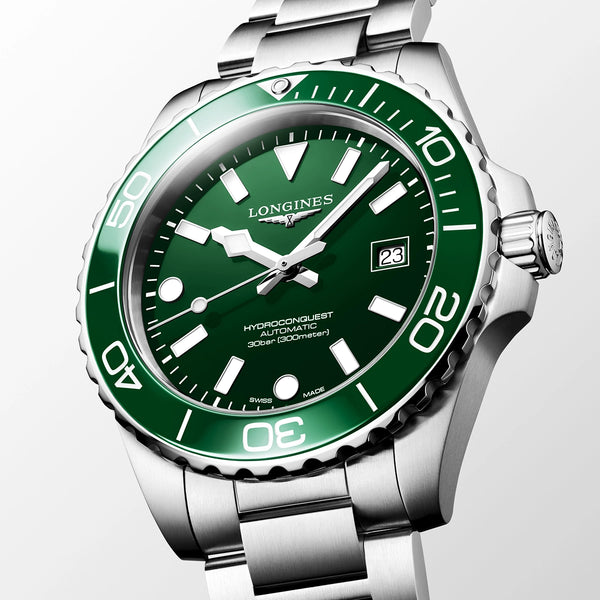 Longines HydroConquest 42mm Green Dial & Ceramic Bezel Automatic Watch - Berry's Jewellers