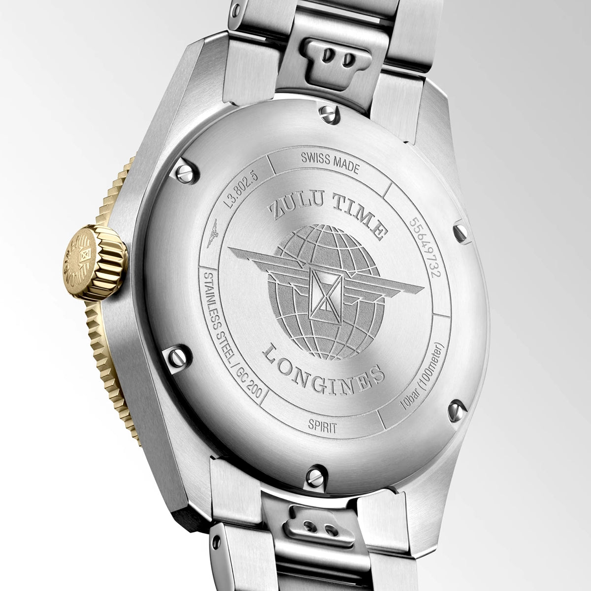 Longines Spirit Zulu Time 39mm Anthracite Dial & Bezel Bracelet Watch - Berry's Jewellers