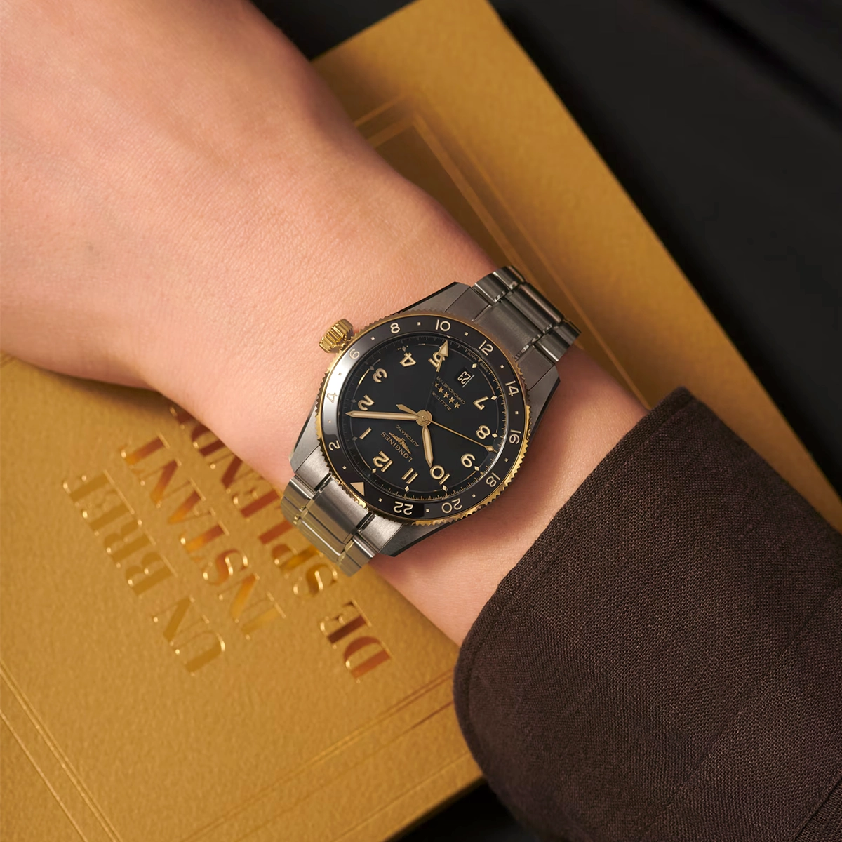 Longines Spirit Zulu Time 39mm Anthracite Dial & Bezel Bracelet Watch - Berry's Jewellers