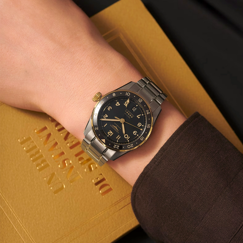 Longines Spirit Zulu Time 39mm Anthracite Dial & Bezel Bracelet Watch - Berry's Jewellers
