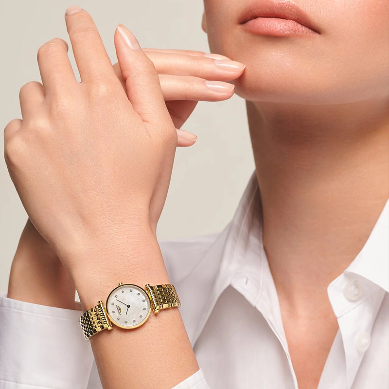 Longines La Grande Classique 24mm Yellow Gold Diamond Dial Ladies Watch - Berry's Jewellers
