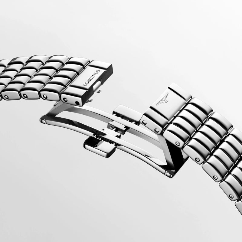 Longines Mini Dolcevita 21.5mmx x 29mm Steel Ivory Dial Bracelet Watch - Berry's Jewellers