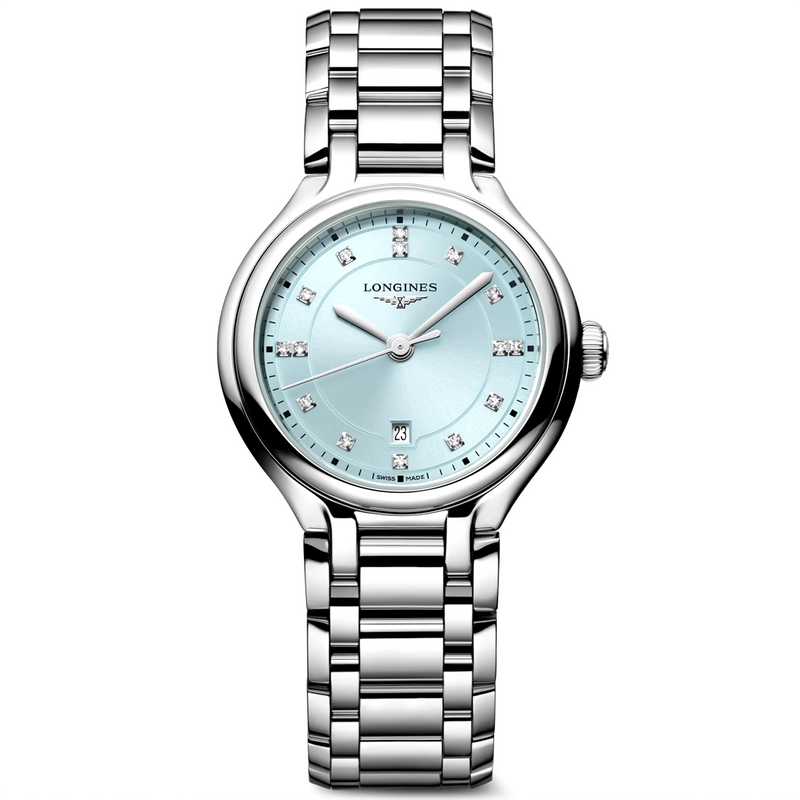Longines Primaluna 30mm Ice Blue Diamond Dial Ladies Bracelet Watch - Berry's Jewellers