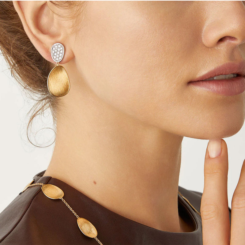 Marco Bicego Lunaria 18ct Yellow Gold Diamond Set Drop Earrings - Berry's Jewellers