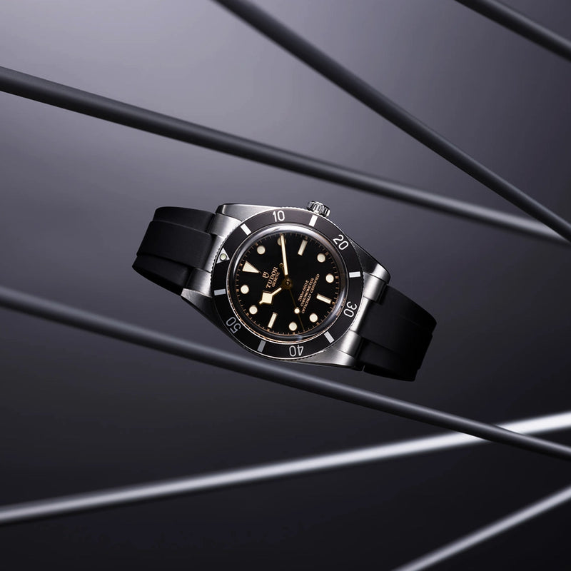 TUDOR Black Bay 54 37mm Black Dial & Bezel Automatic Rubber Strap Watch - Berry's Jewellers