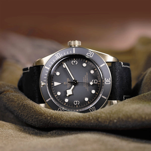 TUDOR Black Bay Bronze 43mm Slate Grey Dial Men's Automatic Leather Strap Watch - Berry's Jewellers