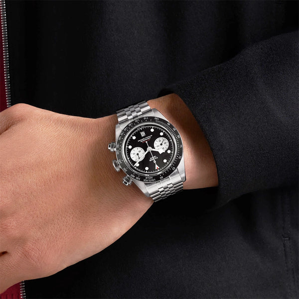 TUDOR Black Bay Chrono 41mm Black Dial Mens Five-Link Bracelet Watch - Berry's Jewellers