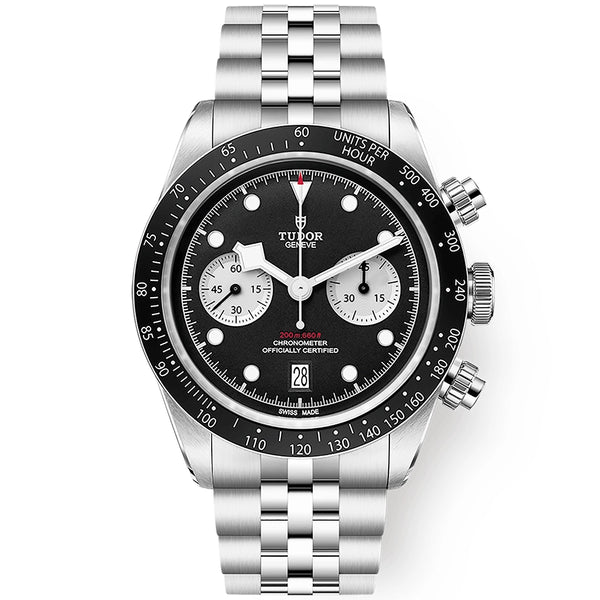 TUDOR Black Bay Chrono 41mm Black Dial Mens Five-Link Bracelet Watch - Berry's Jewellers