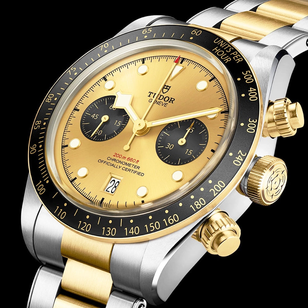 TUDOR Black Bay Chrono S&G Steel and 18ct Yellow Gold Bracelet Watch - Berry's Jewellers