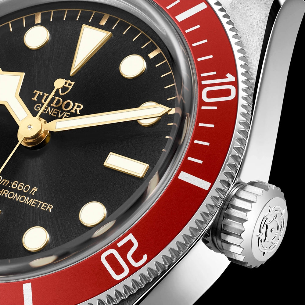 TUDOR Black Bay 41mm Black Dial & Red Bezel Men's Rubber Strap Watch - Berry's Jewellers