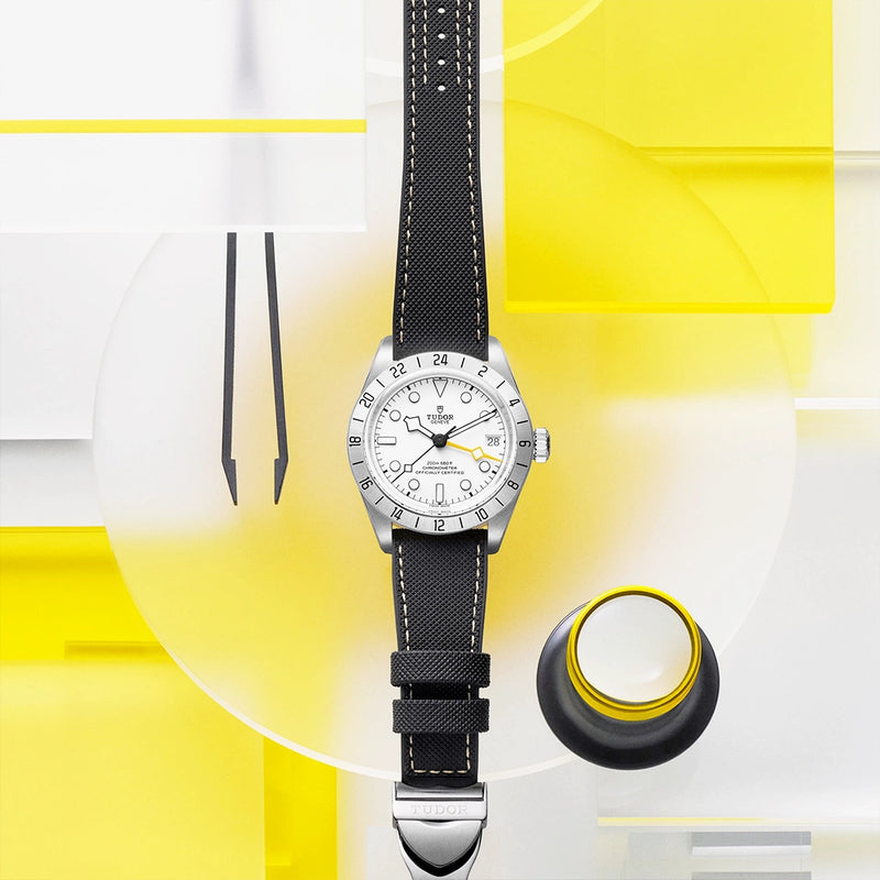 TUDOR Black Bay Pro 39mm Opaline White Dial Leather Strap Watch - Berry's Jewellers