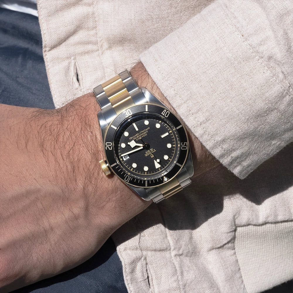 TUDOR Black Bay S&G 41mm Black/Gold Dial Automatic Men's Bracelet Watch - Berry's Jewellers