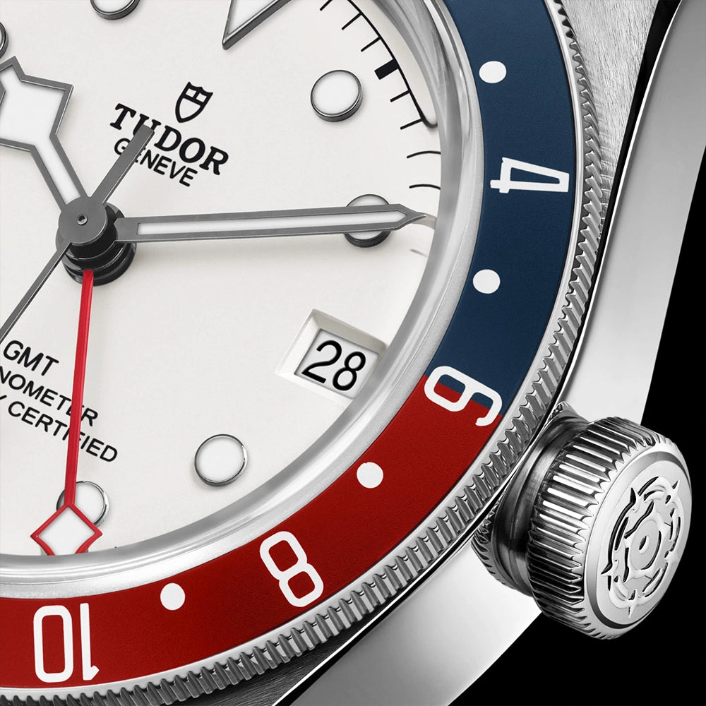 TUDOR Black Bay GMT 41mm White Dial & Red/Blue Bezel Bracelet Watch - Berry's Jewellers