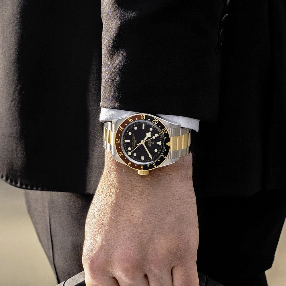 TUDOR Black Bay GMT S&G Steel and 18ct Yellow Gold 41mm Bracelet Watch - Berry's Jewellers