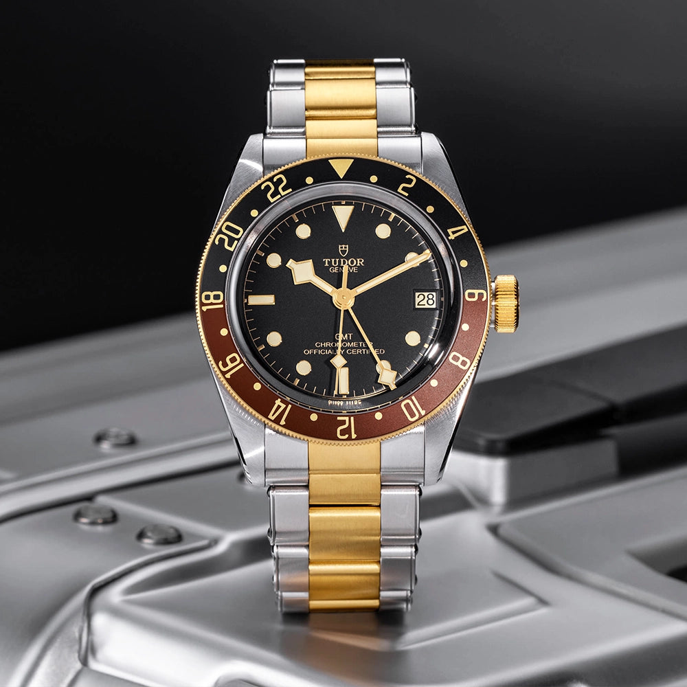 TUDOR Black Bay GMT S&G Steel and 18ct Yellow Gold 41mm Bracelet Watch - Berry's Jewellers