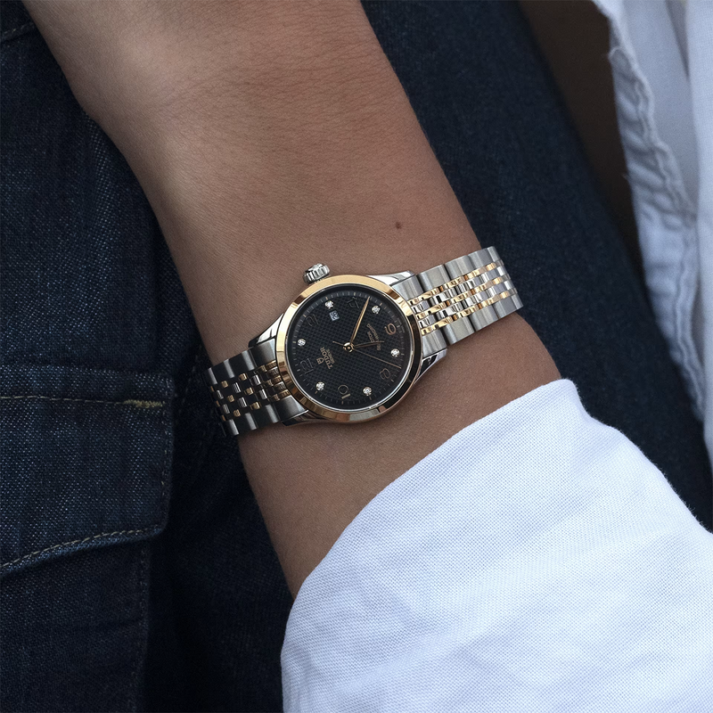 1926 28mm Two-Tone Black Diamond Dial Ladies Automatic Watch