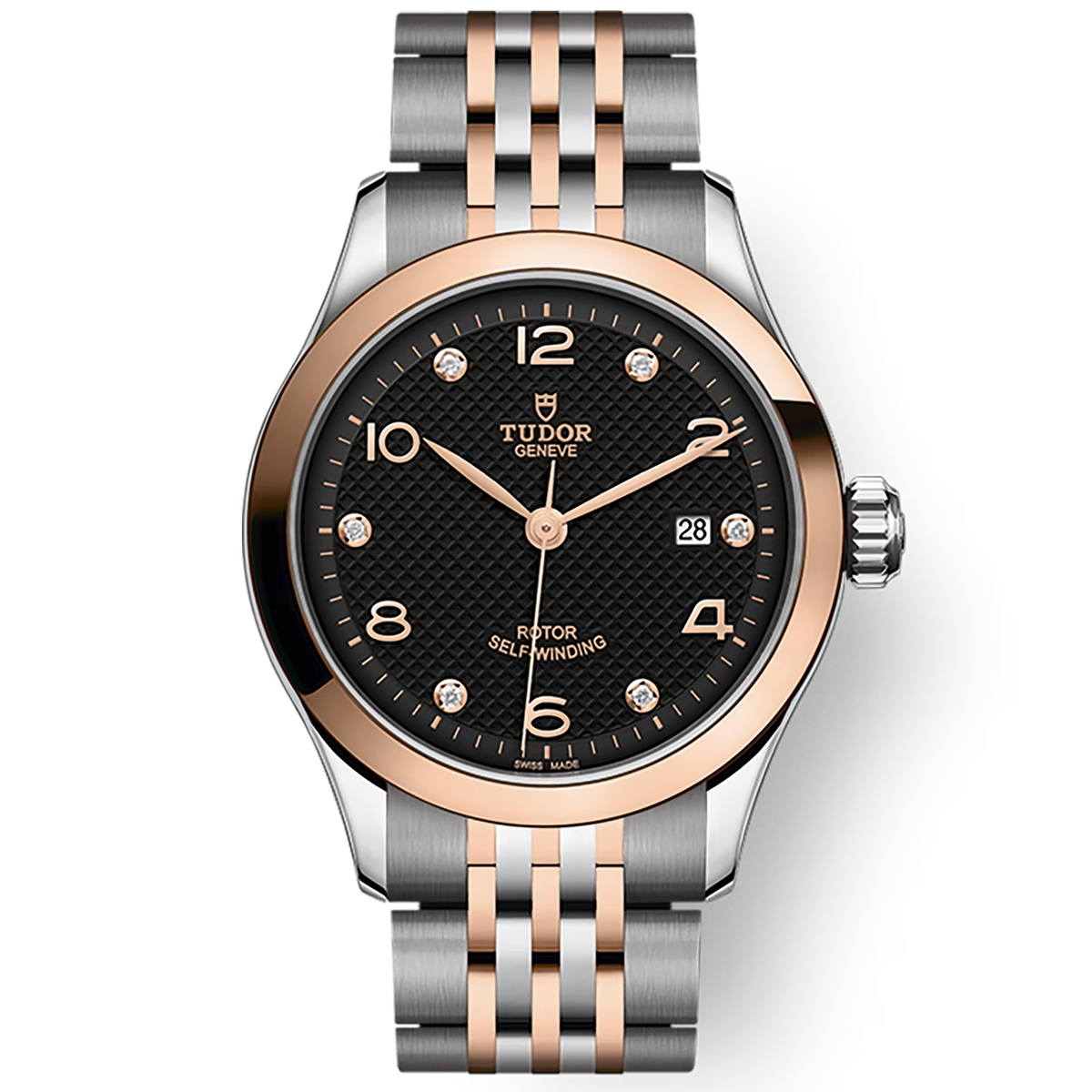 1926 28mm Two-Tone Black Diamond Dial Ladies Automatic Watch