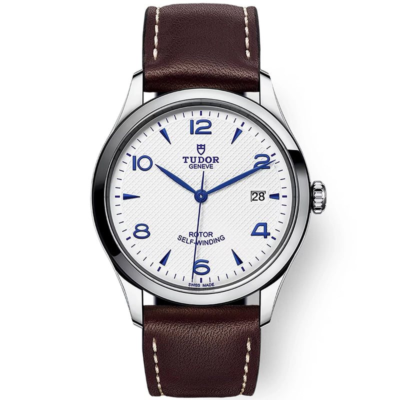 1926 39mm White/Blue Dial Mens Automatic Strap Watch