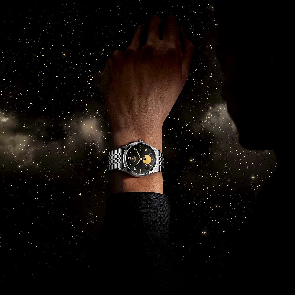 TUDOR 1926 Luna 39mm Black/Gold Moonphase Dial Automatic Watch - Berry's Jewellers