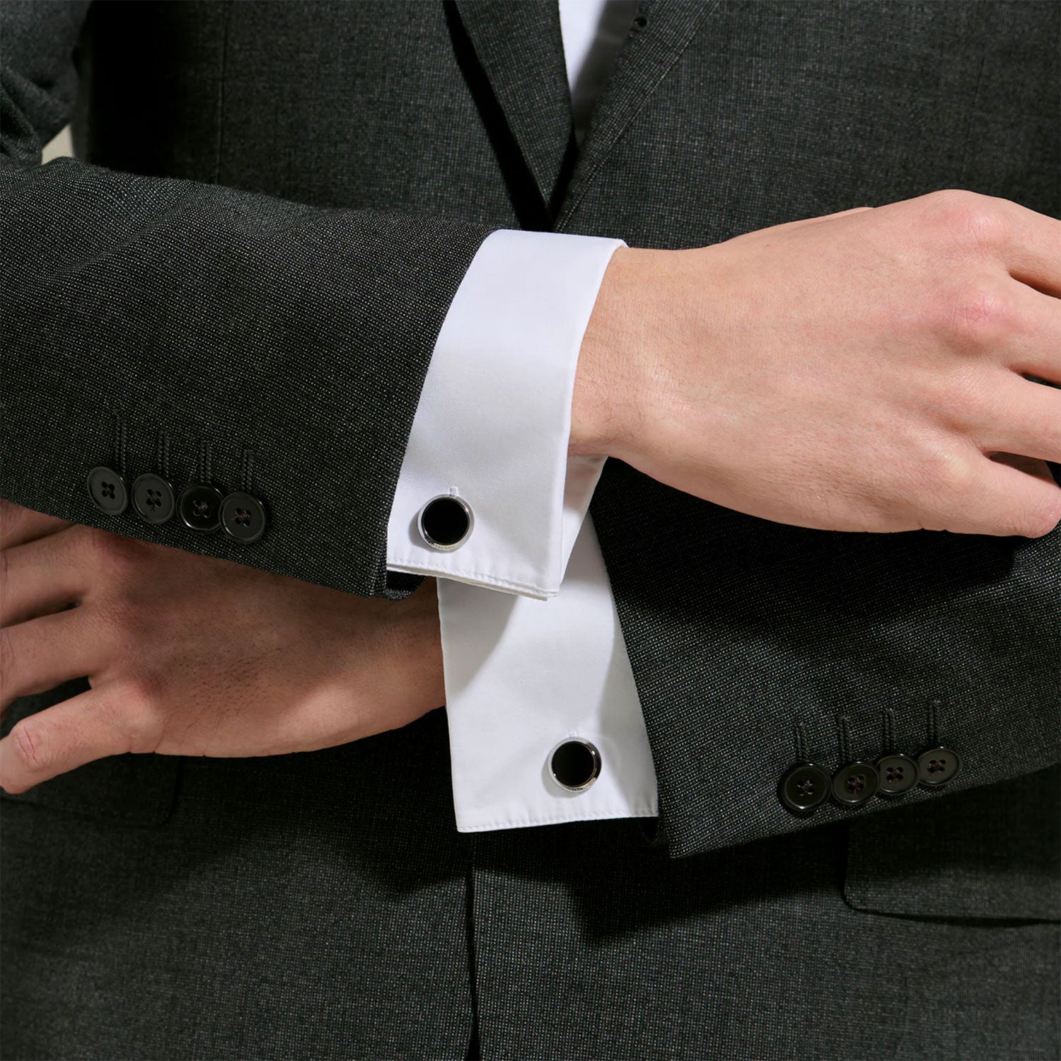 Montblanc Meisterstück Steel Cufflinks With Onyx Inlay - Berry's Jewellers